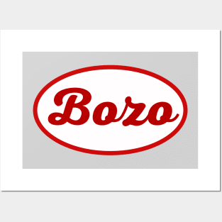 Funny Red Cursive Letters 'Bozo' Retro/Vintage Mechanic Style Name Tag Posters and Art